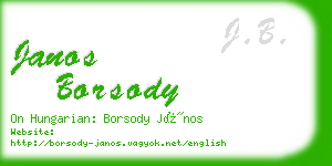 janos borsody business card